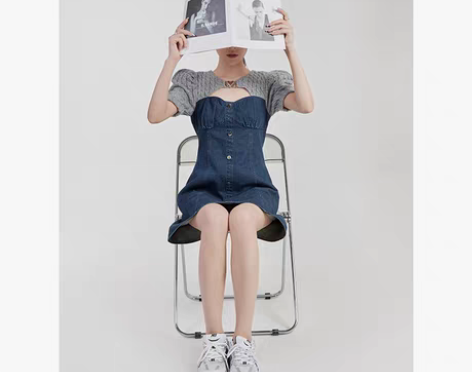 转卖LLL LAB/牛仔连衣裙夏高级感别致...