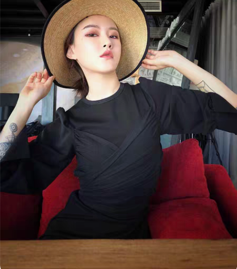 别致抹胸吊带连衣裙女紧身包臀裙抽绳褶皱性感...
