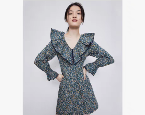 转卖UR2020春夏新品女装文艺田园风V领...