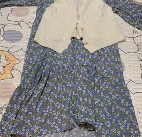 包邮连衣裙马甲 两套都是长款 版型比较宽松...