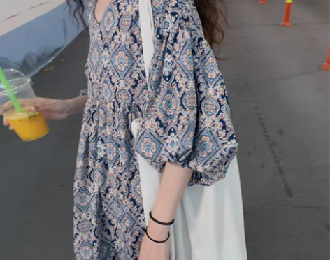 转卖炸街大码女装胖mm法式茶歇初恋长裙微胖...