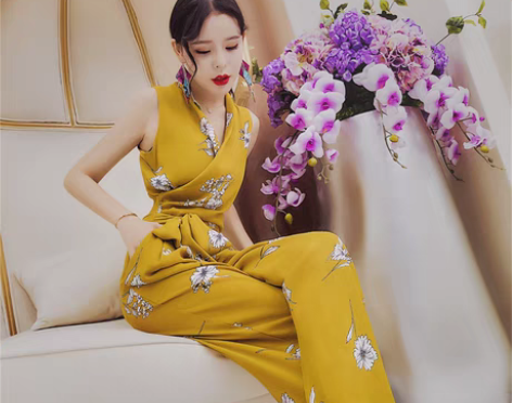 转卖hanqueen V领雪纺连体裤201...