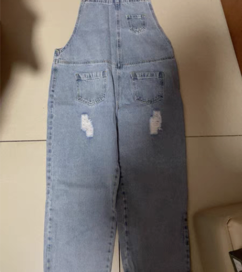 包邮Pass潮牌背带破洞牛仔裤 L尺码 几...