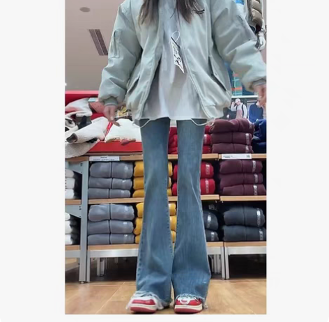 微喇牛仔裤女春季2023年新款女装修身马蹄...