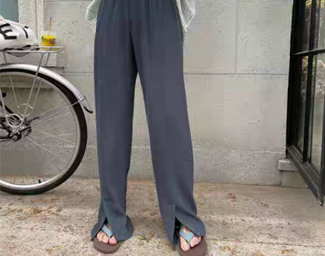 转卖阔腿裤女夏季薄款高腰垂感春秋坠感直筒休...