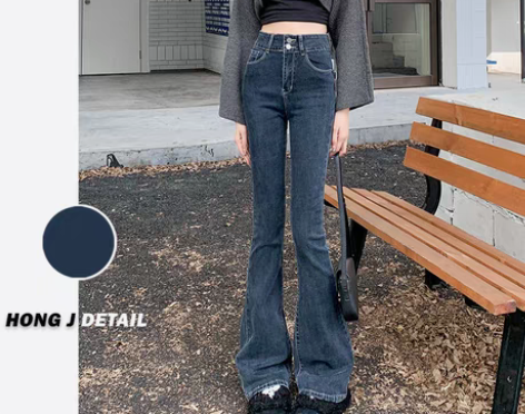 转卖高腰微喇叭牛仔裤女2022年秋冬新款加...