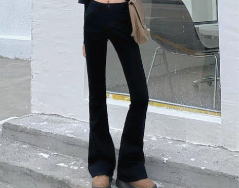 转卖弄格黑色高腰显瘦牛仔裤女2022年秋冬...