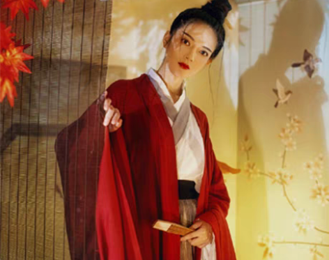 转卖侠客汉服女古风红颜传统魏晋风红色齐腰襦...