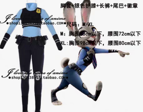转卖疯狂动物城cosplay服兔子朱迪套装...