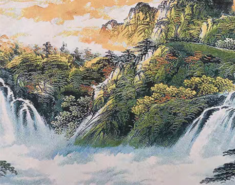 包邮未装裱刺绣画,旭日东昇,尺寸:长160...