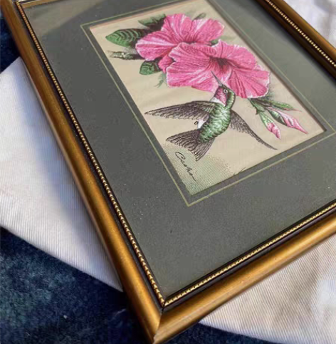 包邮vintage英国刺绣画 Cash（卡...