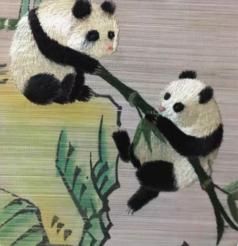 珠帘刺绣画,解放初期创汇艺术品。绣工精湛,...