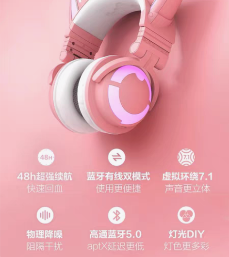 包邮妖舞 猫耳耳机三代头戴式无线蓝牙电竞游...