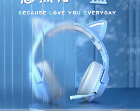 转卖onikuma网红主播粉色猫耳朵专业电...