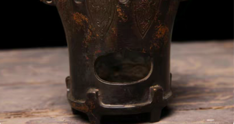 旧藏纯铜鎏金炭火炉 宽 12   高  1...