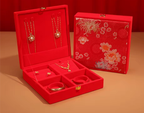 转卖五金聘礼首饰盒结婚三金盒子嫁妆黄金盒陪...