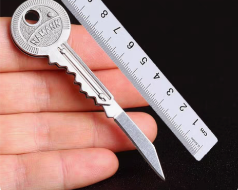 户外迷你随身钥匙刀多功能小道具野外求生折叠...