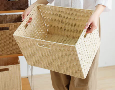 转卖日式储物盒草编藤编杂物玩具零食家用收纳...