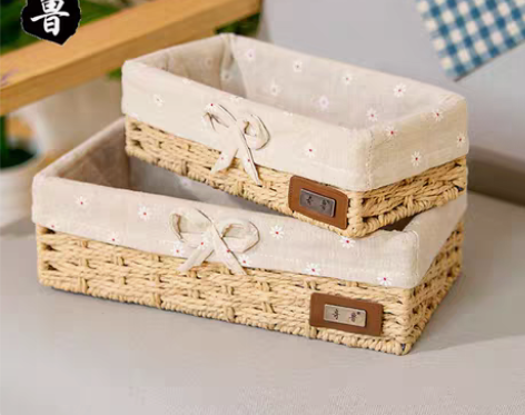 转卖奇鲁草编收纳筐藤编篮布艺桌面葱姜蒜收纳...