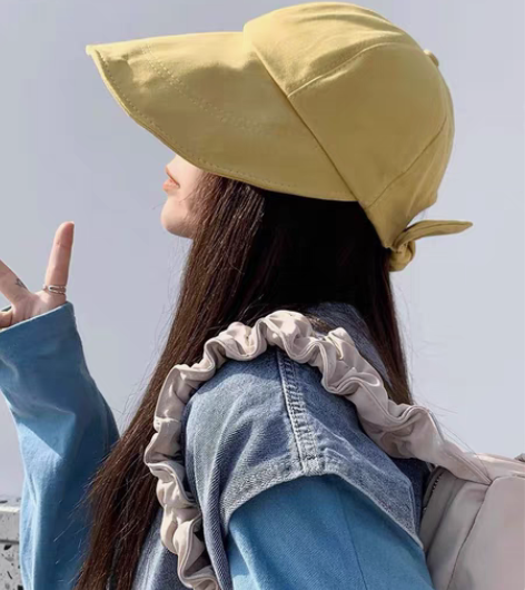 包邮【大沿遮阳帽】后蝴蝶结大沿遮阳渔夫帽夏...