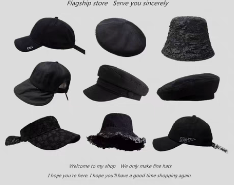 转卖一些简单百搭的黑色帽子女夏季水桶渔夫帽...