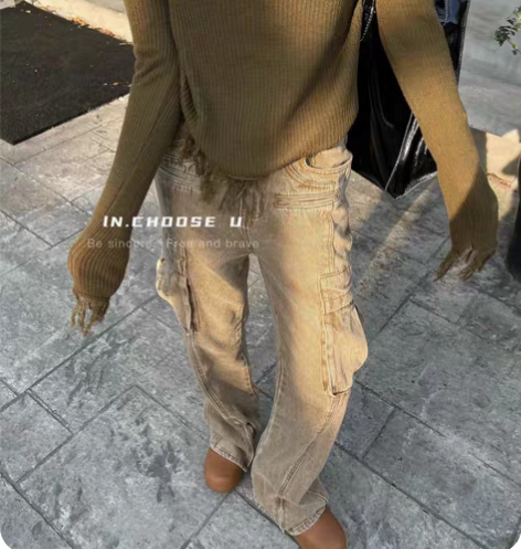 包邮笑笑家工装裤穿一次未洗过 包装在 S码...