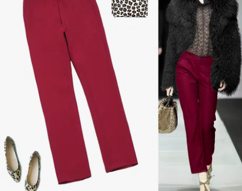 转卖春秋装新款女裤酒红色直筒九分裤职业西装...