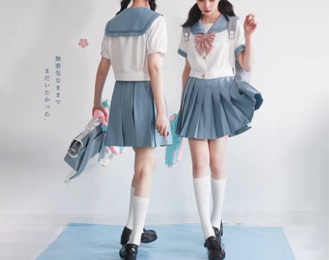 转卖仲春二四JK 水竺女子 刺绣短袖泡泡袖...