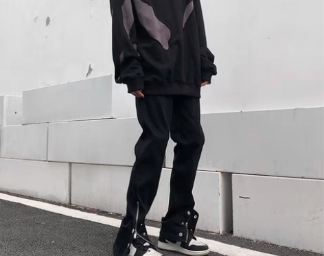 转卖尾郎的店+高街侧排扣修身工装裤男ins...