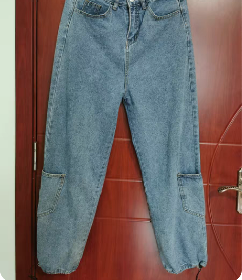包邮闲置工装牛仔裤，穿过一次，裤脚有抽绳，...