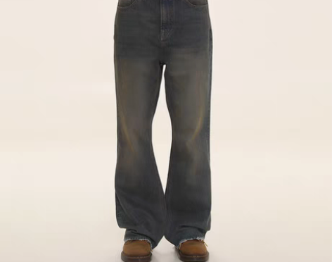 转卖DNT/韩火火秀款复古水洗做旧喷马骝裤...