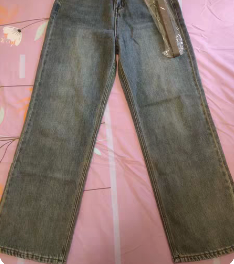 Luu李鱼鱼,全新带吊牌复古蓝阔腿裤,带皮...