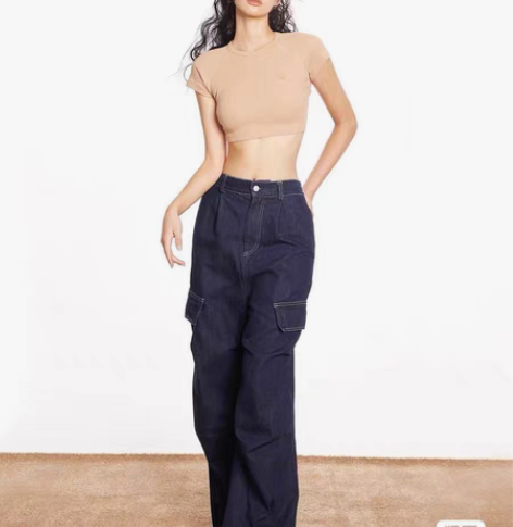 Ariseism复古大廓形牛仔裤宽松拖地阔...