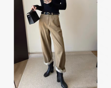 转卖CodeNam卡其水洗牛仔宽松阔腿直筒...