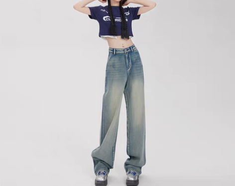 转卖【年货价】ZNZW复古休闲宽松阔腿牛仔...