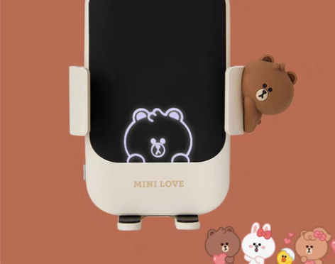 转卖LINE布朗熊车载无线充电器汽车用手机...