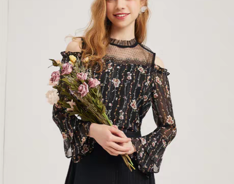 转卖简朵2020秋季新款百搭潮流露肩长袖喇...