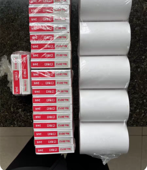 包邮闲置22盒订书针和5卷打印纸80*60...
