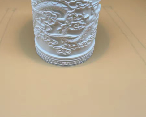白色龙纹笔筒  收纳桶 3d打印桌面摆件 ...