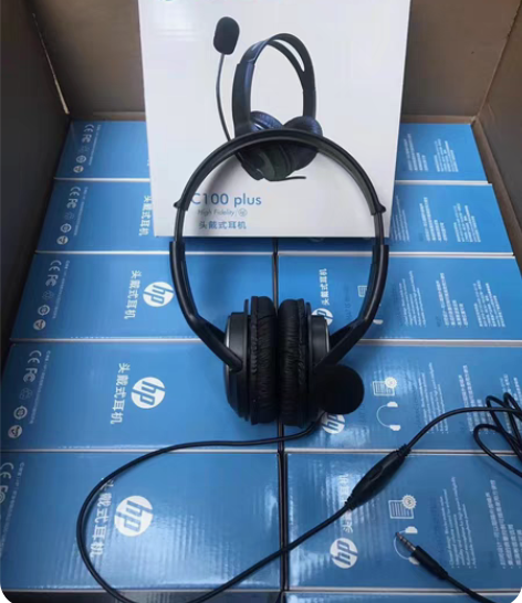 全新惠普PC100有线商务办公头戴式耳机耳...