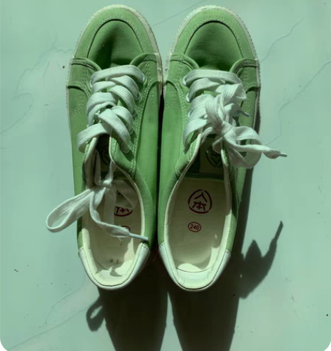 包邮女鞋帆布鞋38码绿色 穿过几次???几...