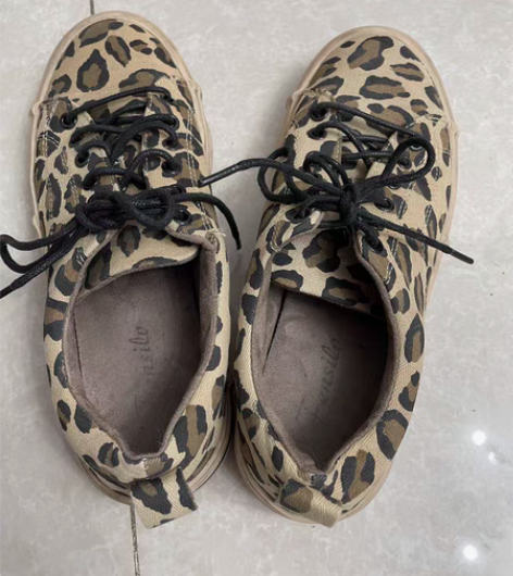 转卖9新 帆布鞋秋季单鞋运动板鞋学生豹纹休...