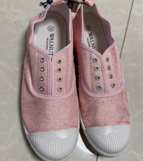 包邮Walnut大码 珠光银线帆布鞋女款4...