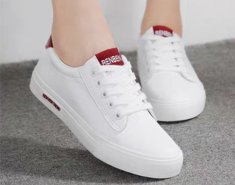 转卖人本鞋子大码女鞋41 43皮面帆布鞋百...