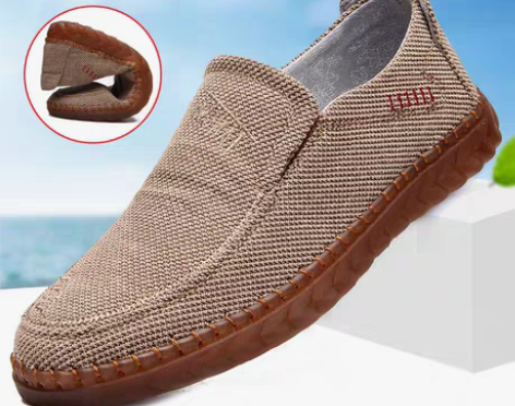 转卖春夏老北京布鞋男亚麻牛筋底帆布防滑大码...