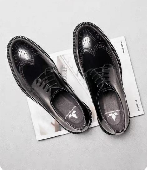 布洛克雕花男皮鞋休闲商务正装漆皮真皮韩版英...