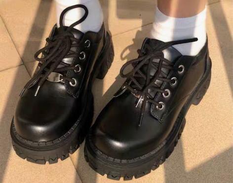 转卖松糕厚底大头小皮鞋女小众2022秋英伦...
