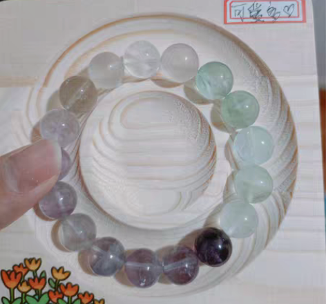 萤石手串 两条都11mm 因为感觉体不好，...