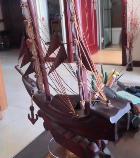 包邮老红木（一帆风顺）摆件，纯实木纯手工制...