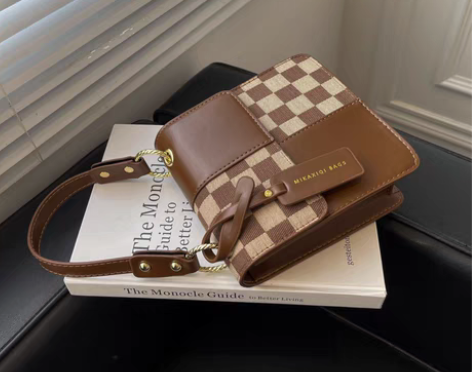 转卖棋盘格手提小包包女2022夏季新款高级...